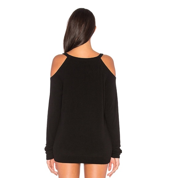 Chaser Love Knit Cold Shoulder Top M Black - Picture 2 of 7